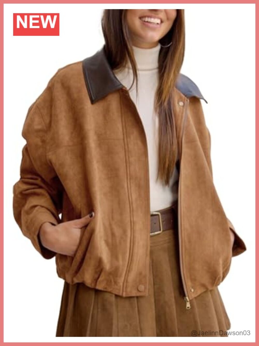 Faux Suede Bomber Jacket Casual Lapel Cropped Oversized Zip Up